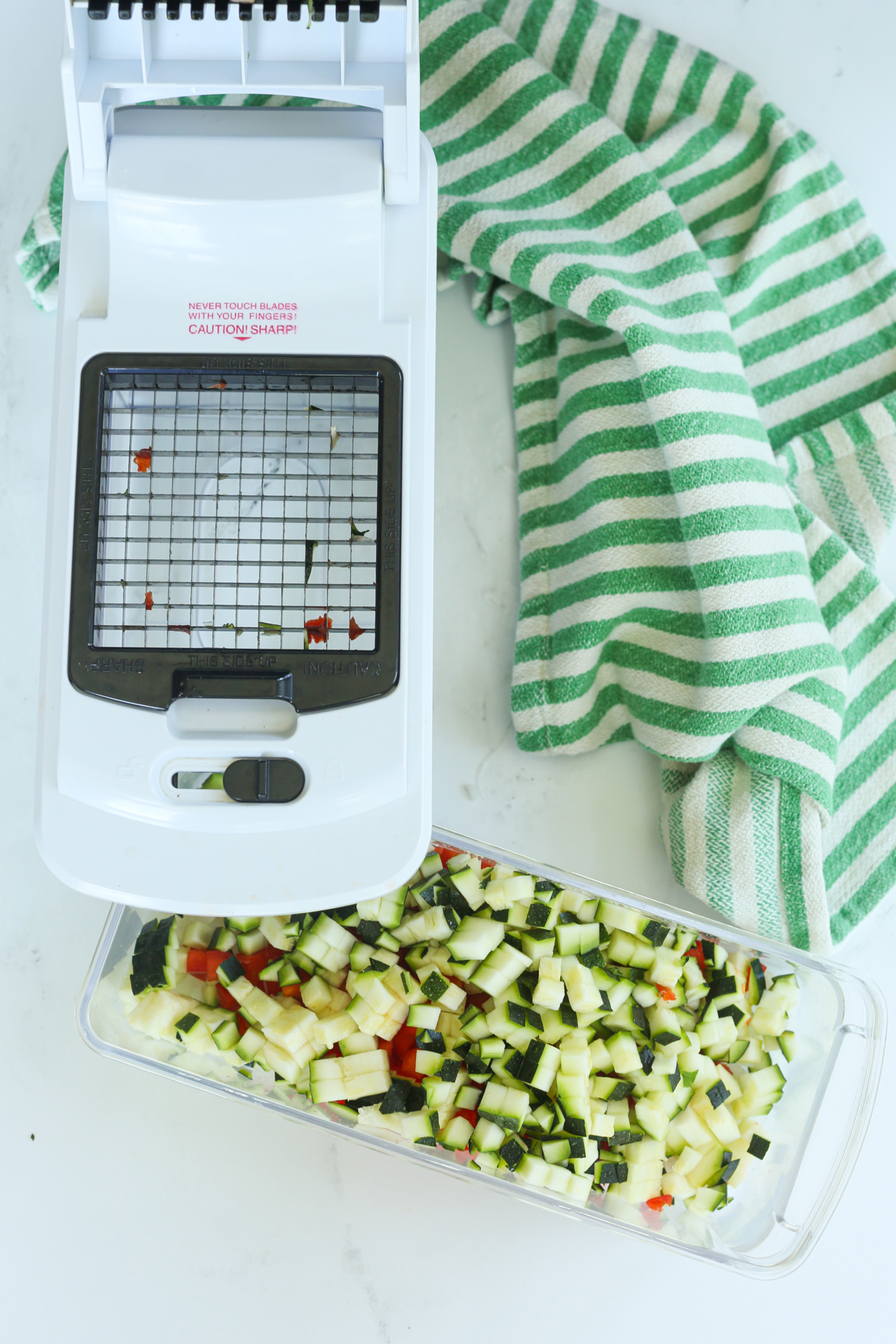 finely chopped vegetables with a vegetable chopper