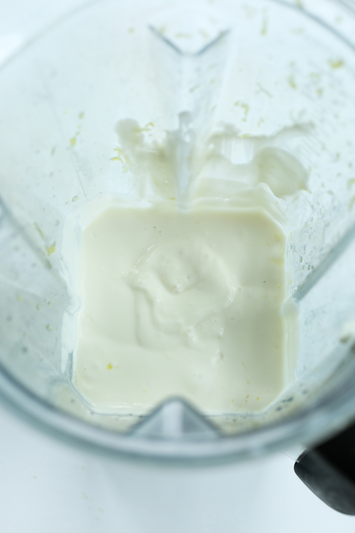 blended cottage cheese and greek yogurt in a blender