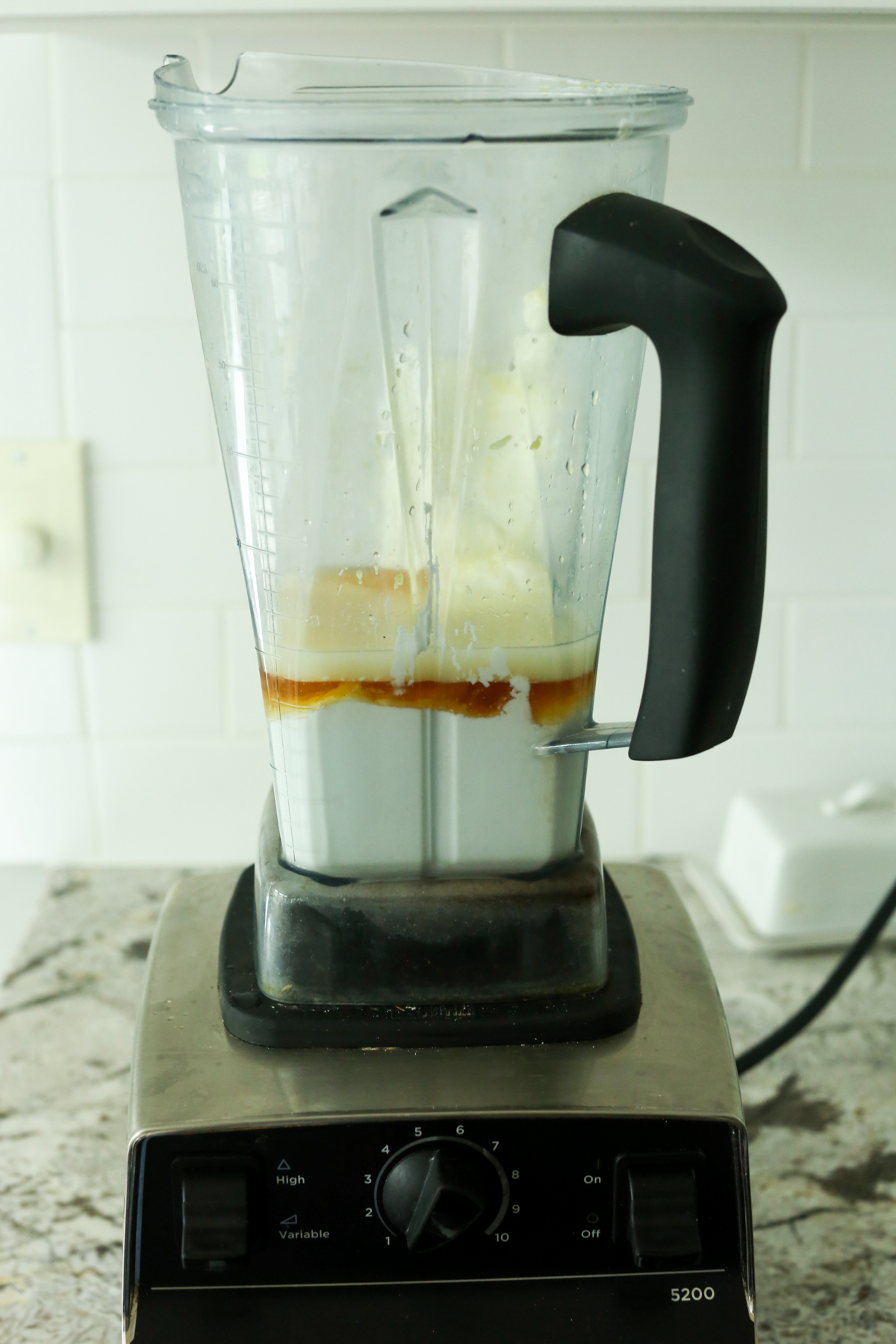 a separate layer of ingredients in a blender