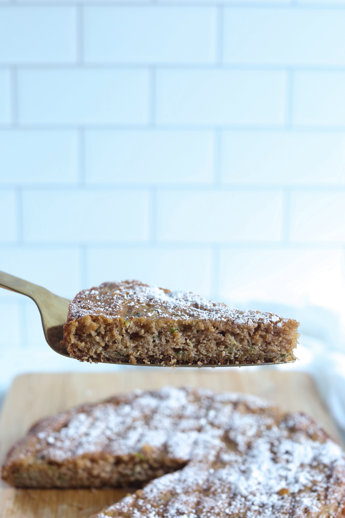 a slice of cake on a spatula