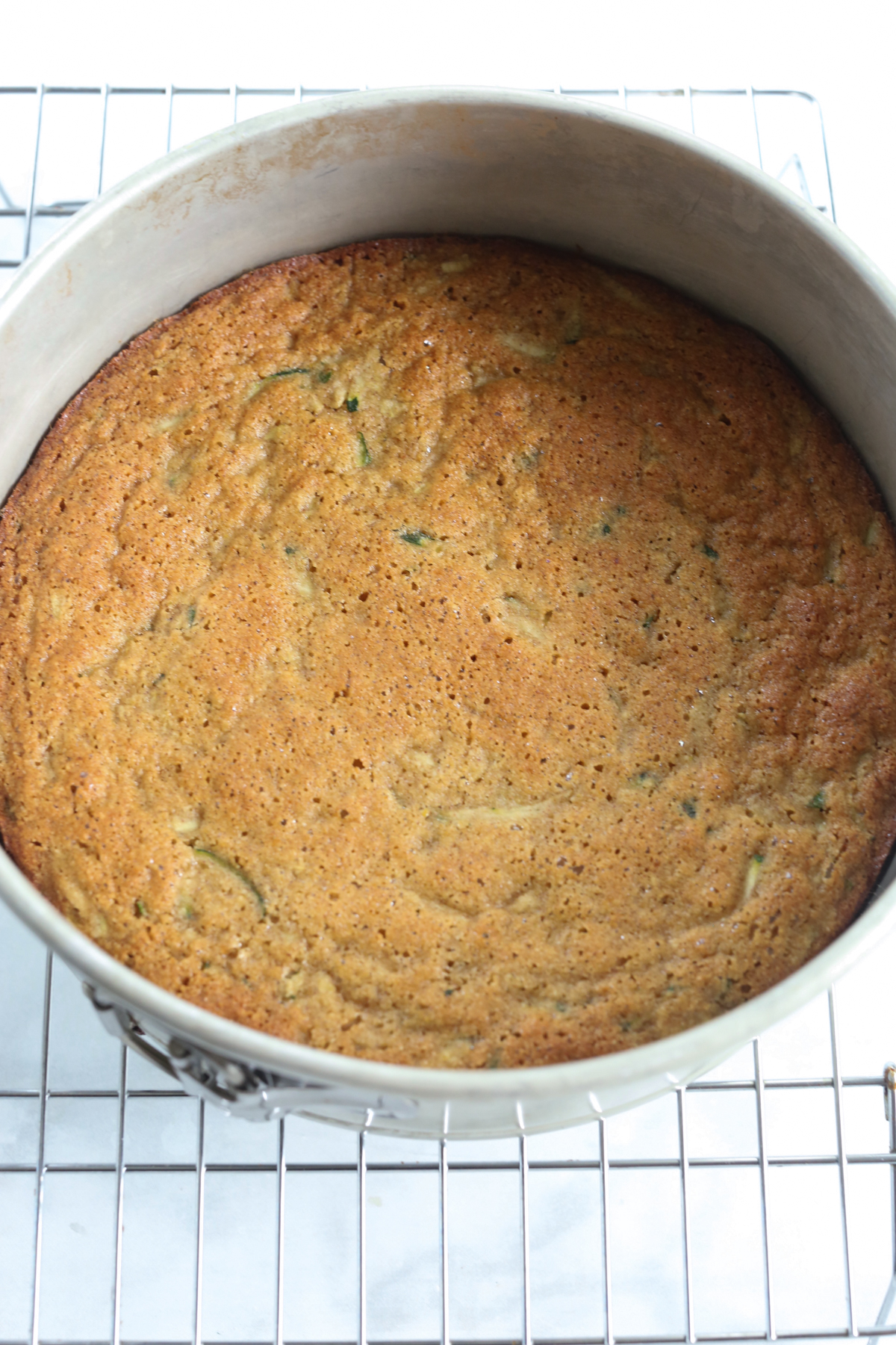baked anti-inflammatory zucchini cake in pan