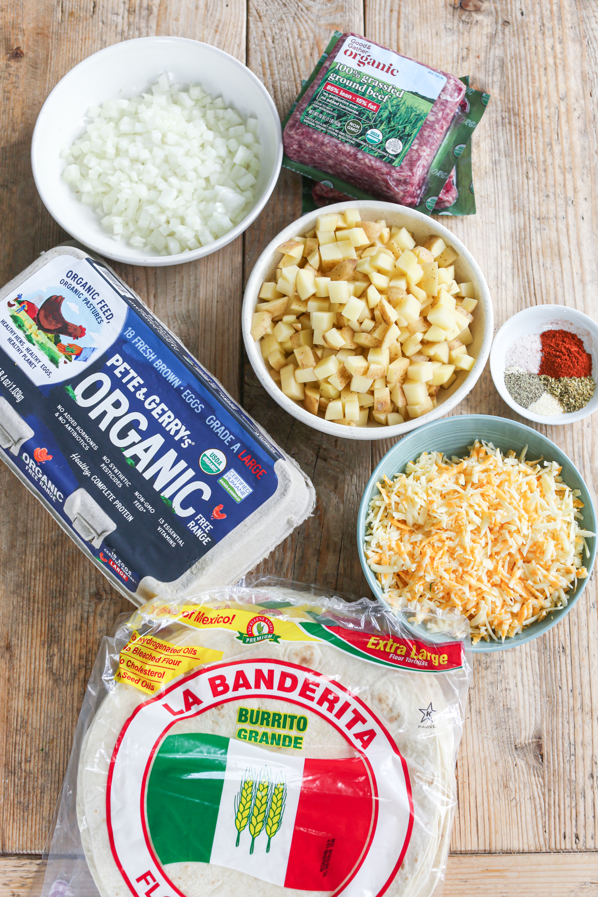 recipe ingredients for make ahead breakfast burritos
